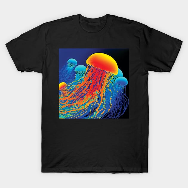 A Smack of Orange and Blue Jellyfish T-Shirt by Geminiartstudio